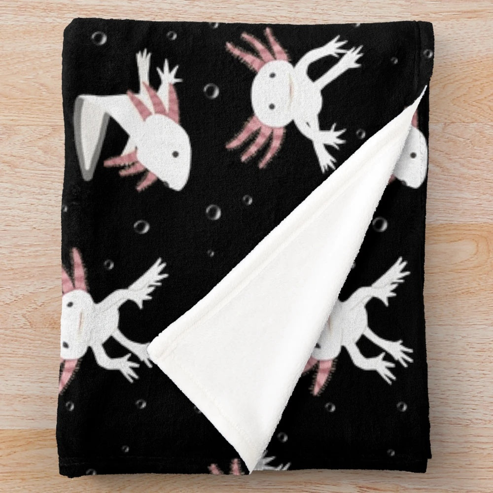 Soft and cuddly axolotl plush blanket with a cute neotenic salamander design