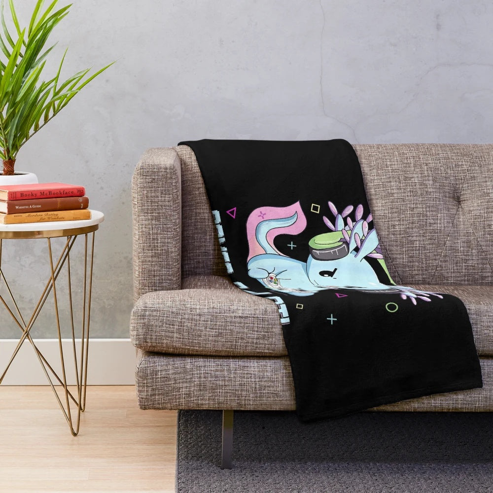 Soft and Cuddly Axolotl Plush Blanket with Kawaii Video Game Design