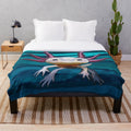 Soft and cuddly plush blanket featuring a cute axolotl design, great for fans of minecraft axolotls and aquatic pets.