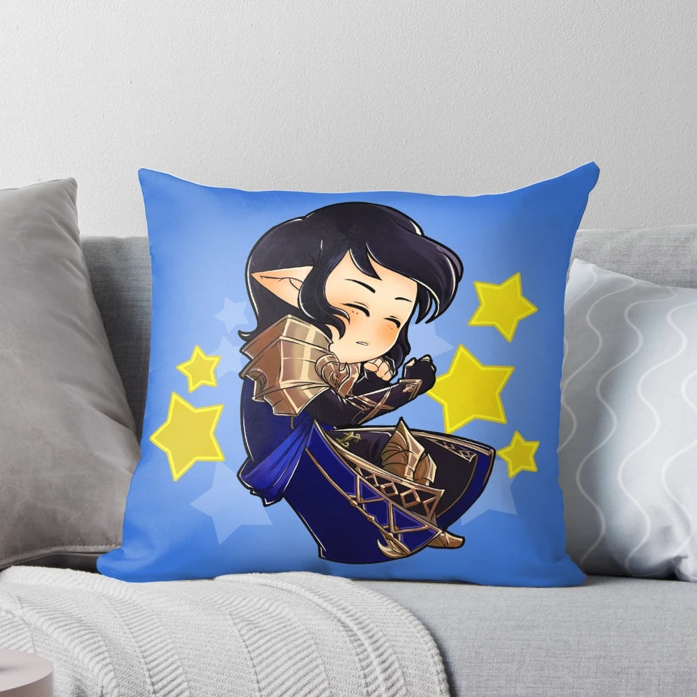 Soft and cuddly Aymeric-inspired chibi style pillow for Final Fantasy 14 fans
