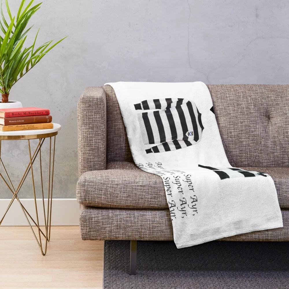 Ayr United FC plush blanket featuring the club's logo and colors
