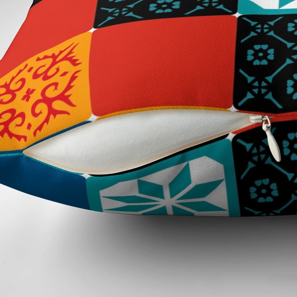 Azul board game tiles printed on a plush, comfortable pillow for games room decor