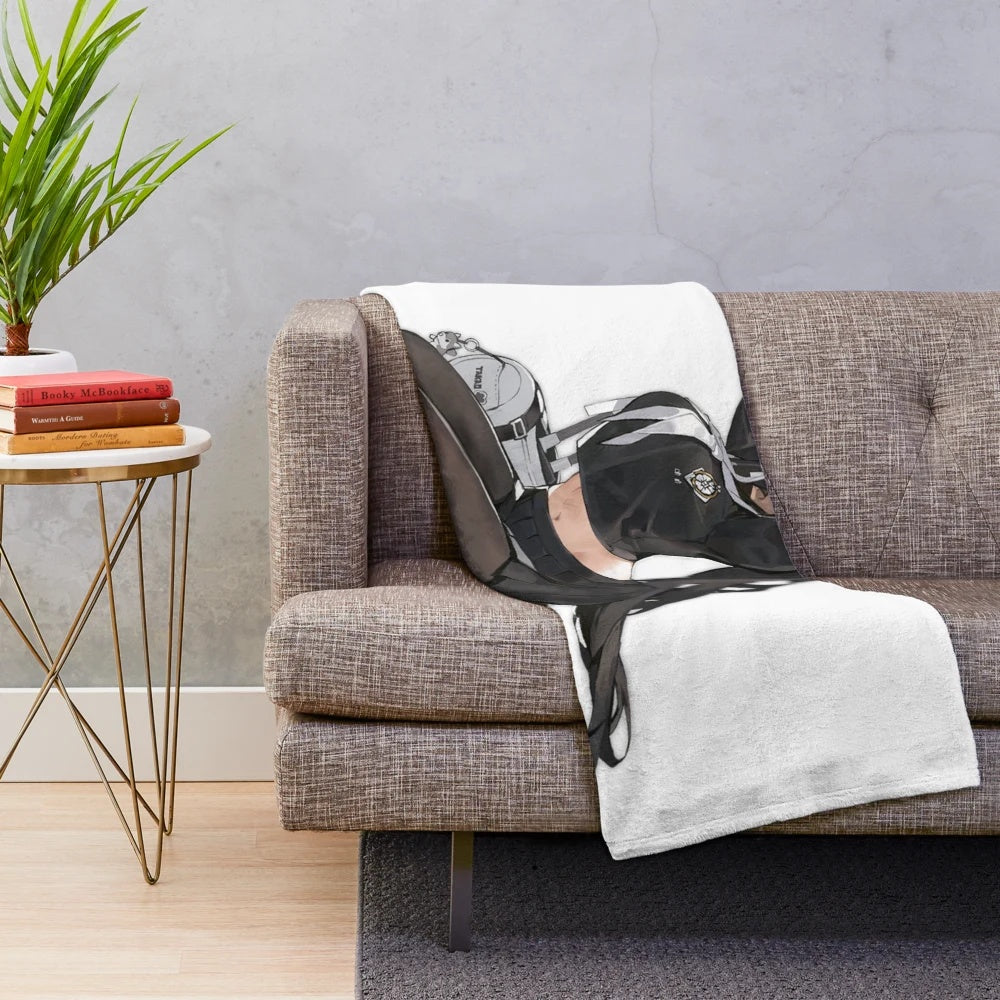 Azur Lane inspired plush blanket with cute anime characters