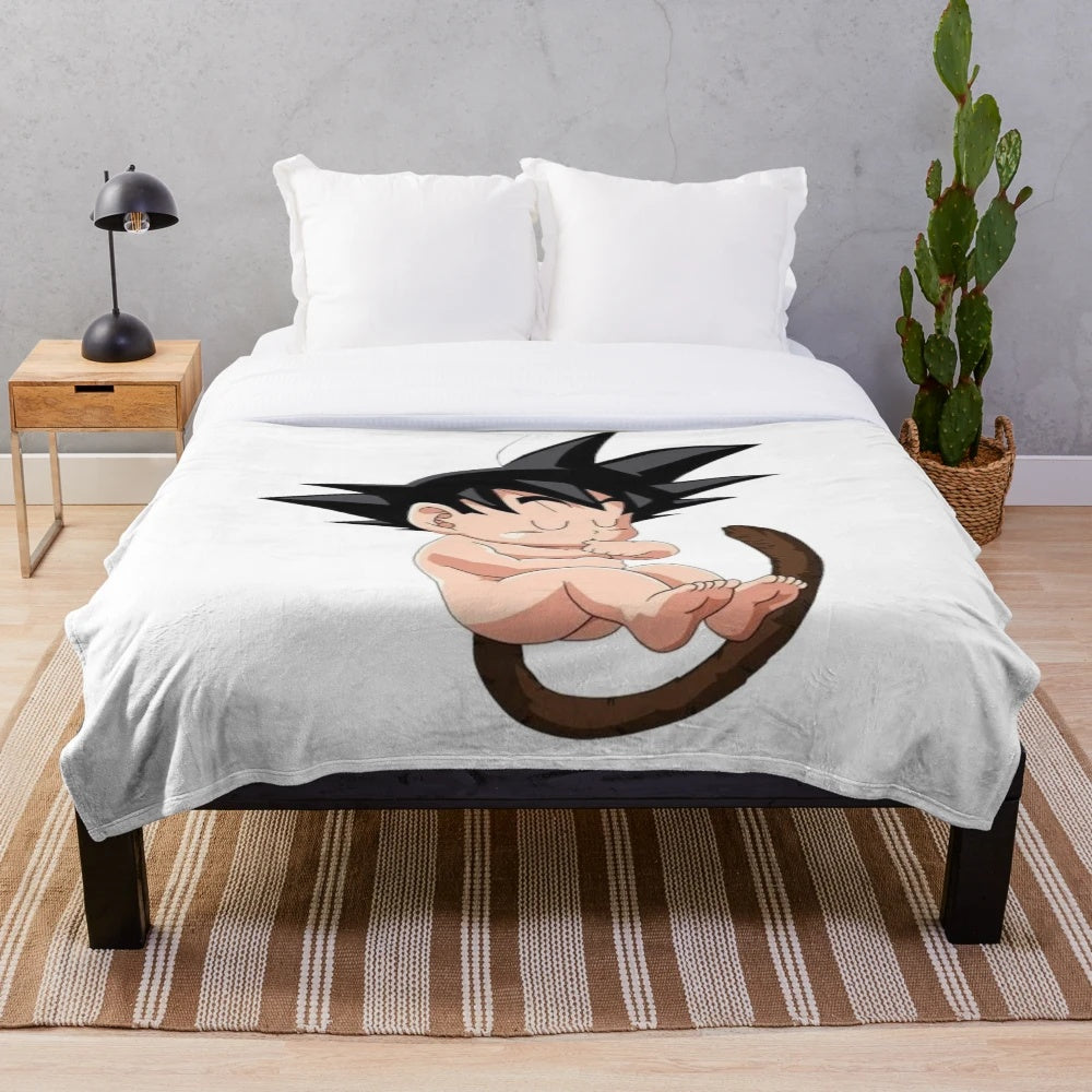 Soft and cuddly baby saiyan plush blanket, featuring dragon ball z inspired design