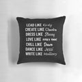 The Baby-Sitters Club characters Kristy, Claudia, Stacey, Mary Anne, Dawn, Jessi, and Mallory featured on a soft, plush throw pillow.