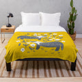 Soft and plush badgers blanket in yellow and gray colors