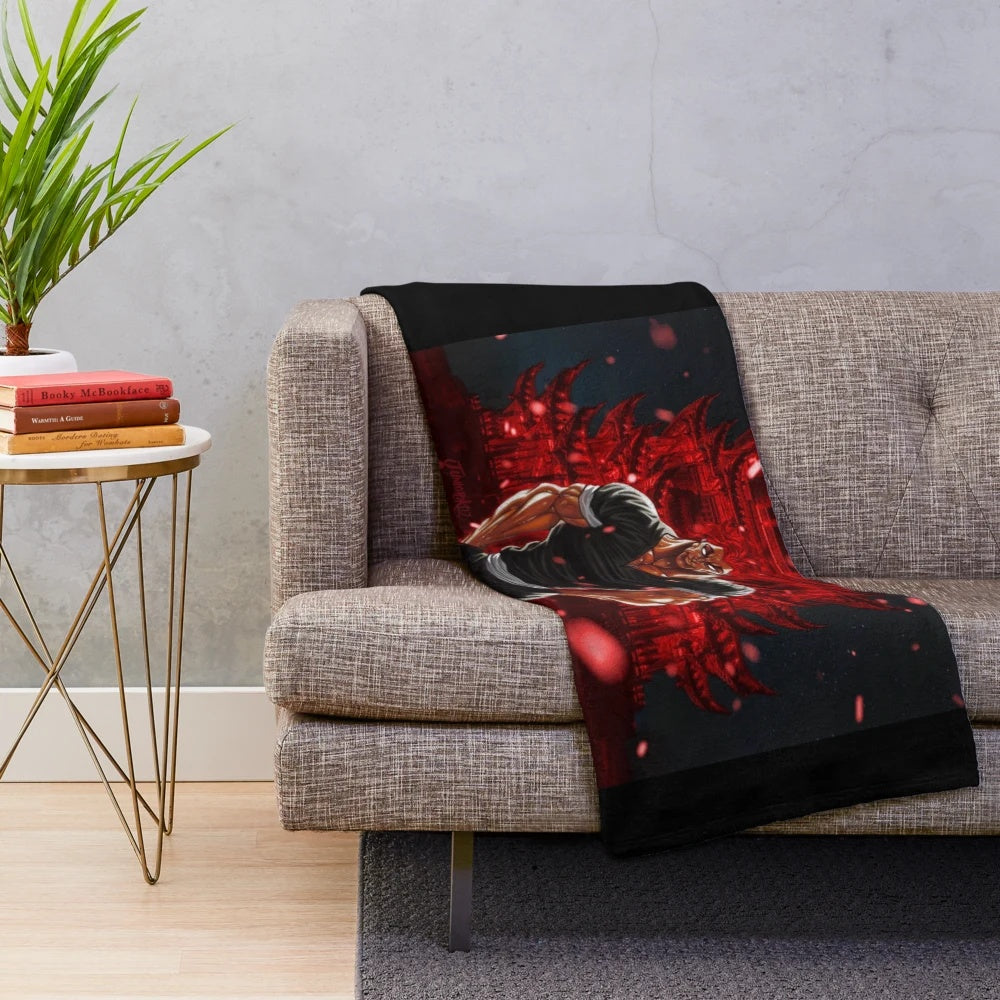 Baki the Grappler-themed plush blanket for anime enthusiasts