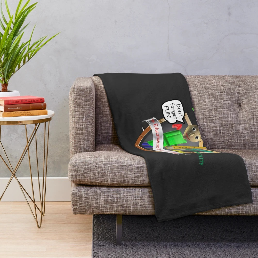 Soft plush blanket featuring the Baldis Basics video game character