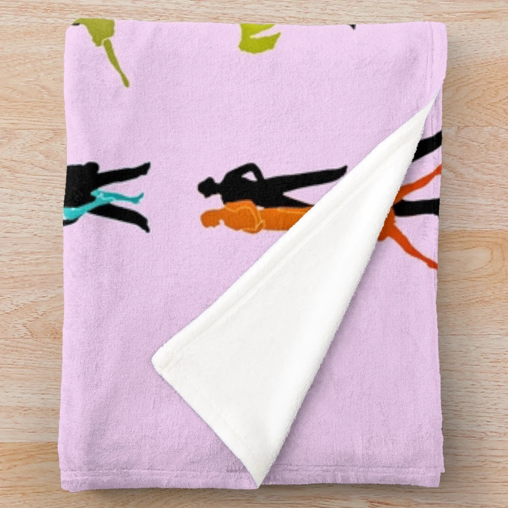 Ballroom dance-inspired plush blanket with dancing couple silhouette