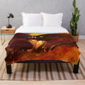 Cozy plush blanket featuring a balrog, a powerful fire demon from the Lord of the Rings fantasy universe