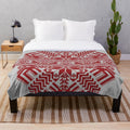 Baltic traditional Latvian plush blanket with ornamental geometric design