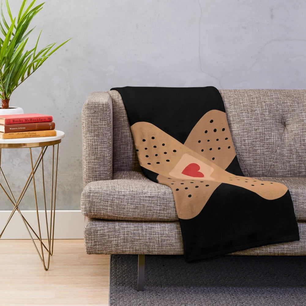 Cozy plush blanket with bandage design for motorcycle enthusiasts