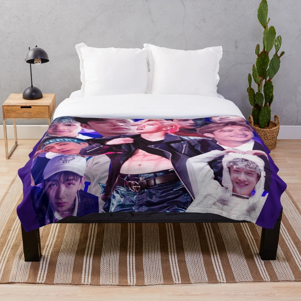 Bang Chan-inspired plush blanket featuring the Stray Kids member