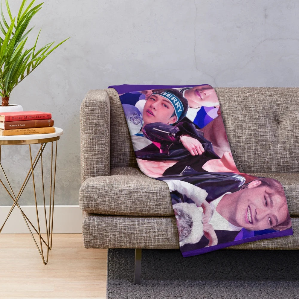 Bang Chan-inspired plush blanket featuring the Stray Kids member