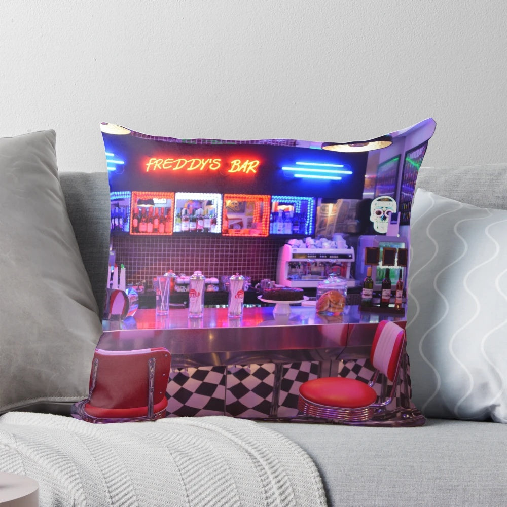 Comfortable bar-style pillow with retro American diner design
