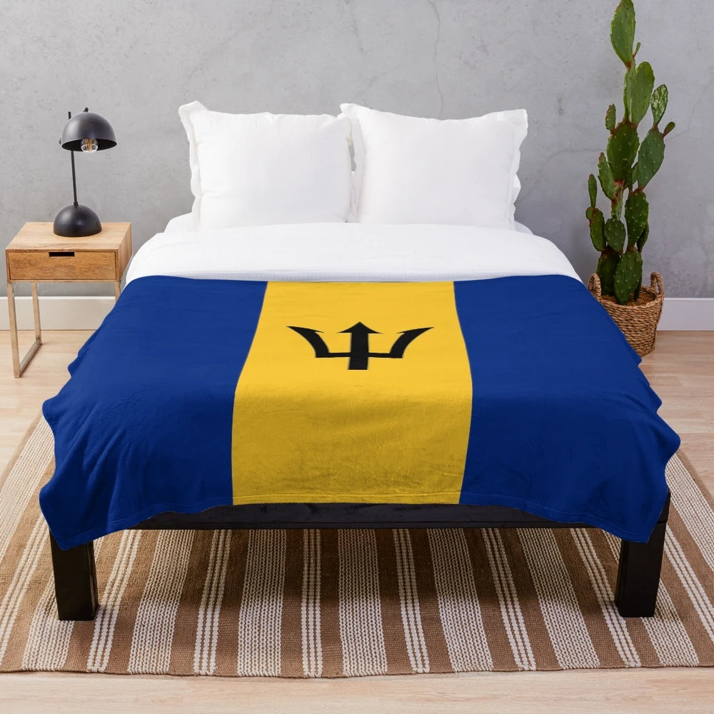Barbados-inspired plush blanket featuring the Barbadian flag
