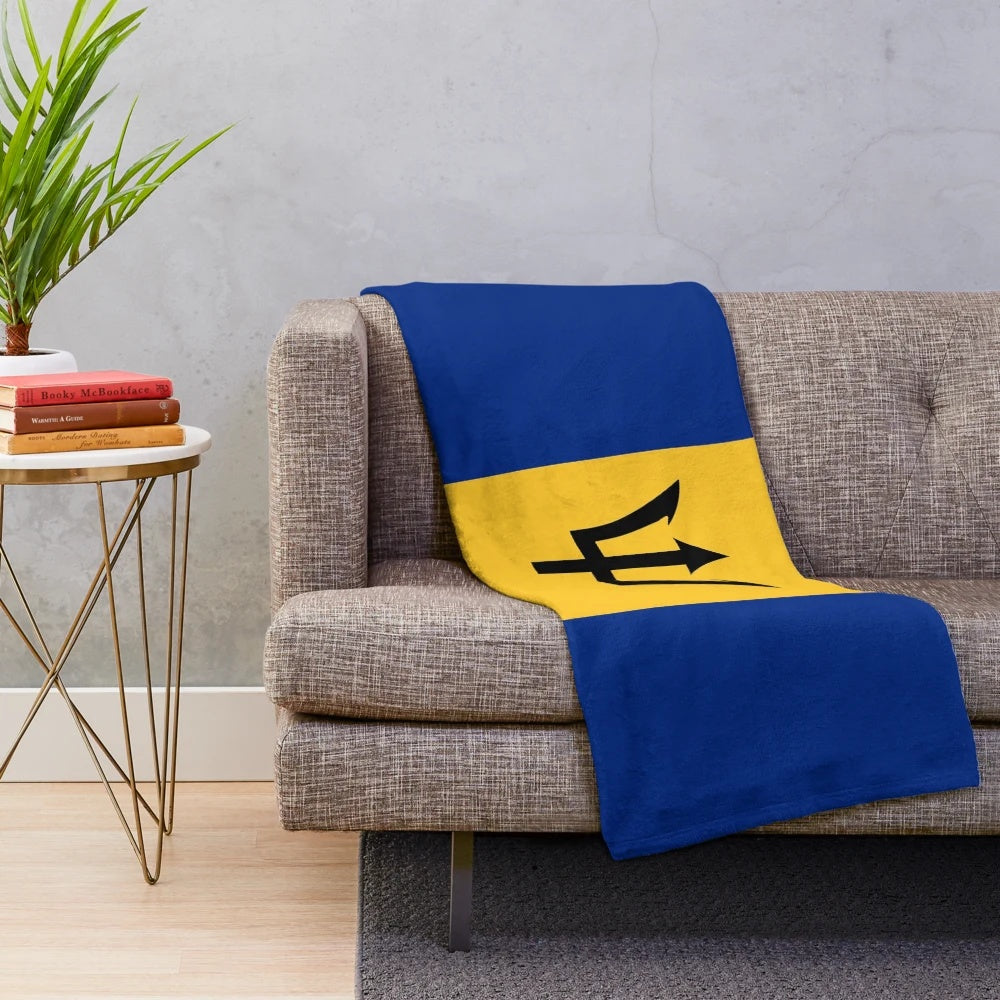 Barbados-inspired plush blanket featuring the Barbadian flag