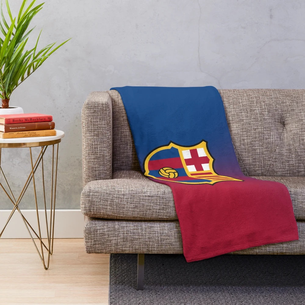 Barcelona-inspired plush blanket with football design