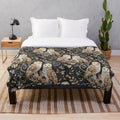 Wooden Barn Owl Collage Plush Blanket with Nature-Inspired Design