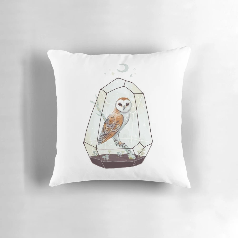 Soft, plush barn owl pillow in a natural, winter-inspired design