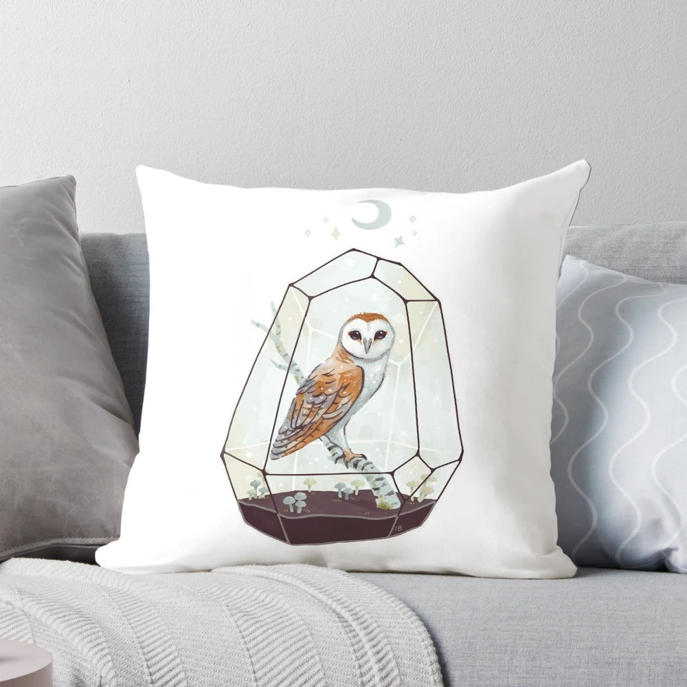Soft, plush barn owl pillow in a natural, winter-inspired design