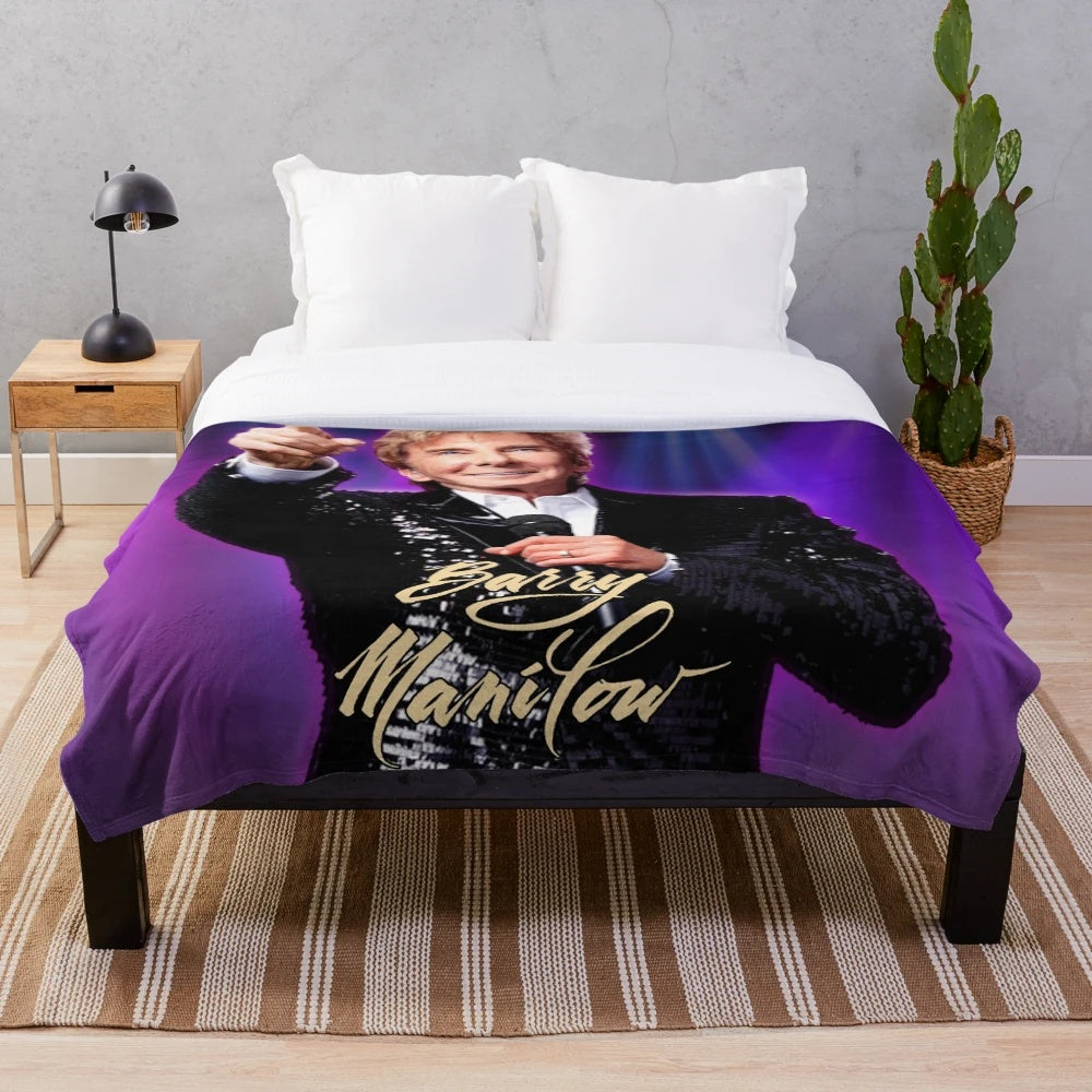 Soft and plush blanket featuring Barry Manilow's iconic image