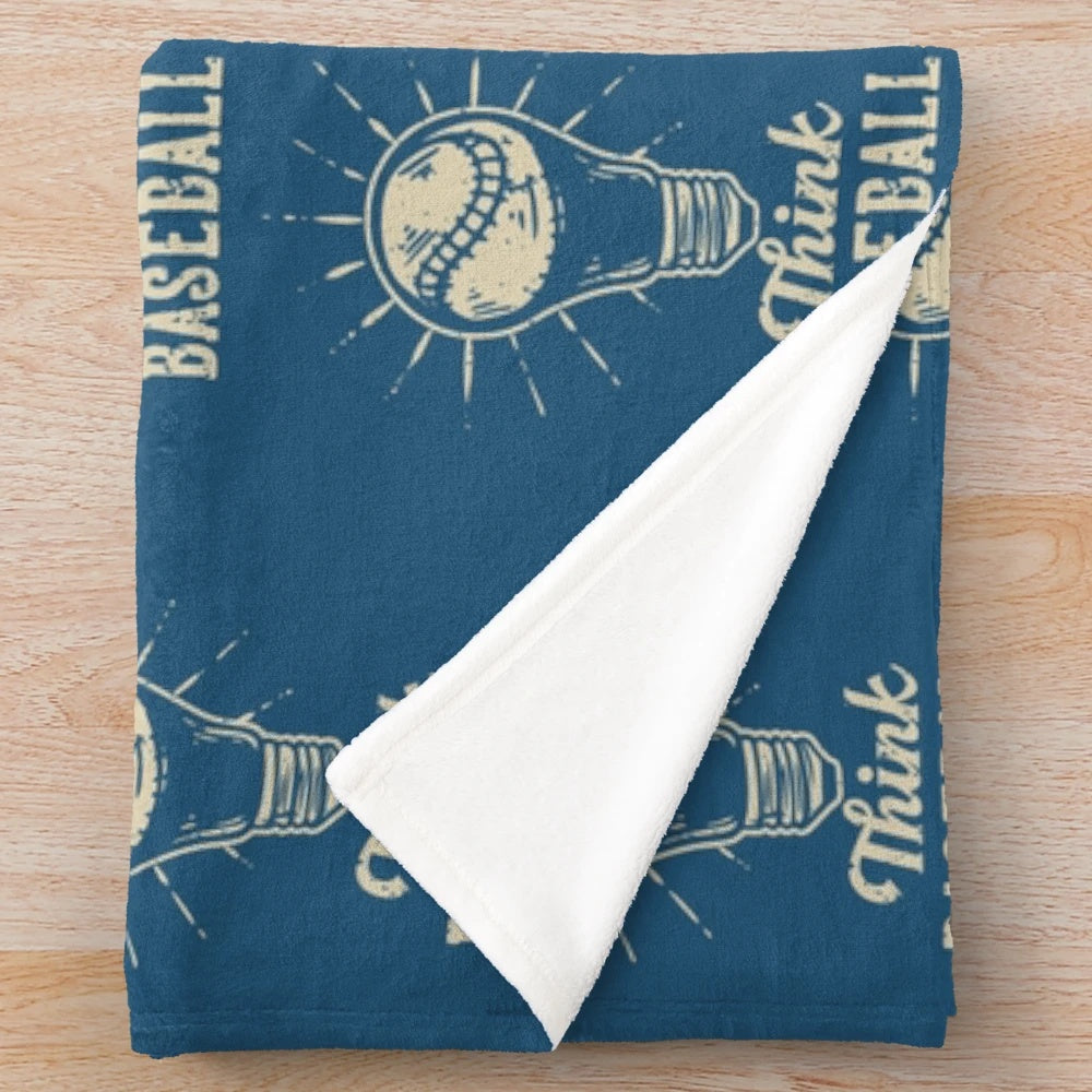 Baseball-themed plush blanket with a light bulb design
