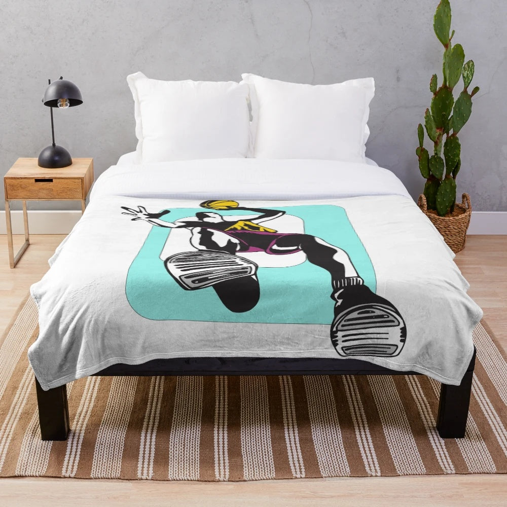 Basketball player silhouette jumping high on plush blanket