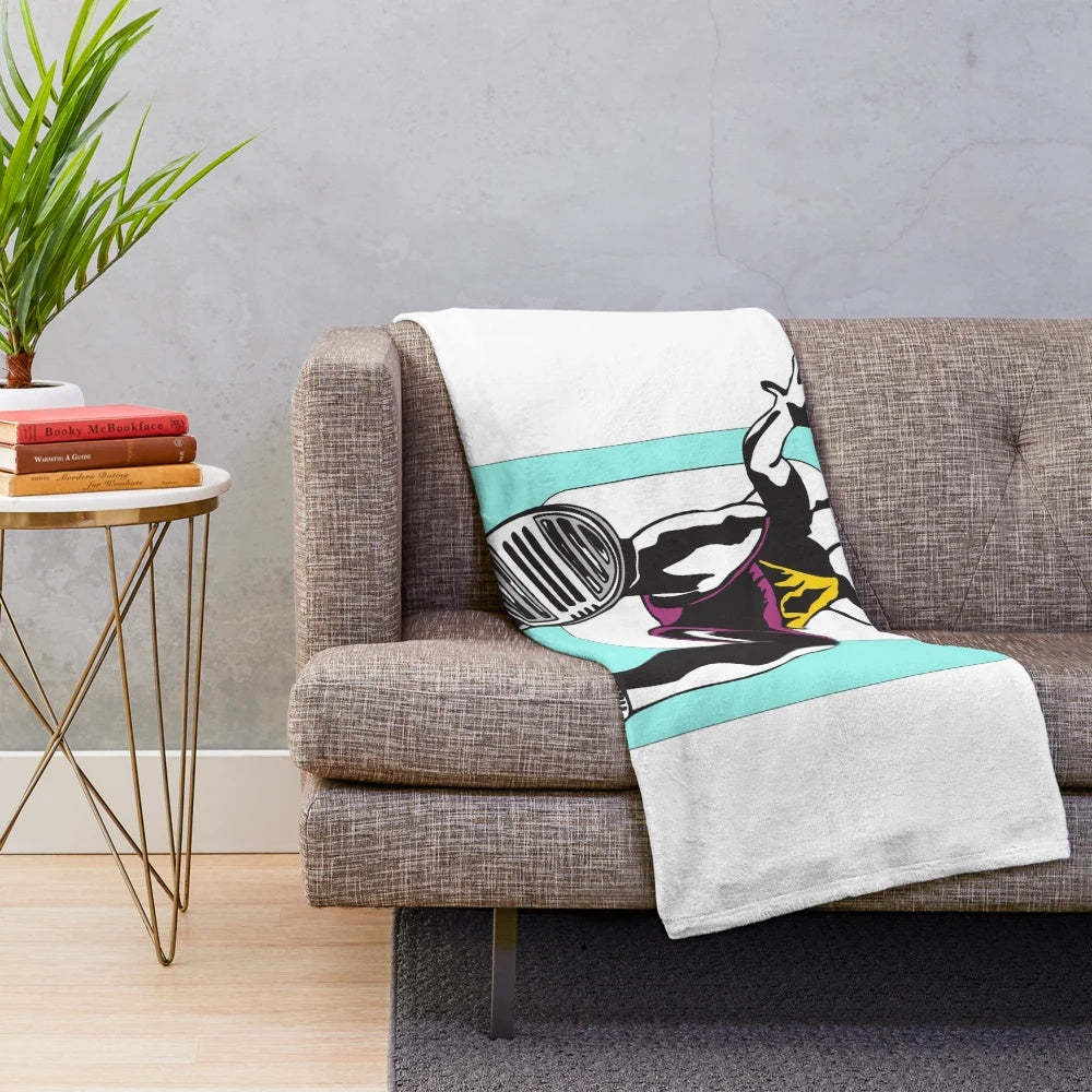 Basketball player silhouette jumping high on plush blanket