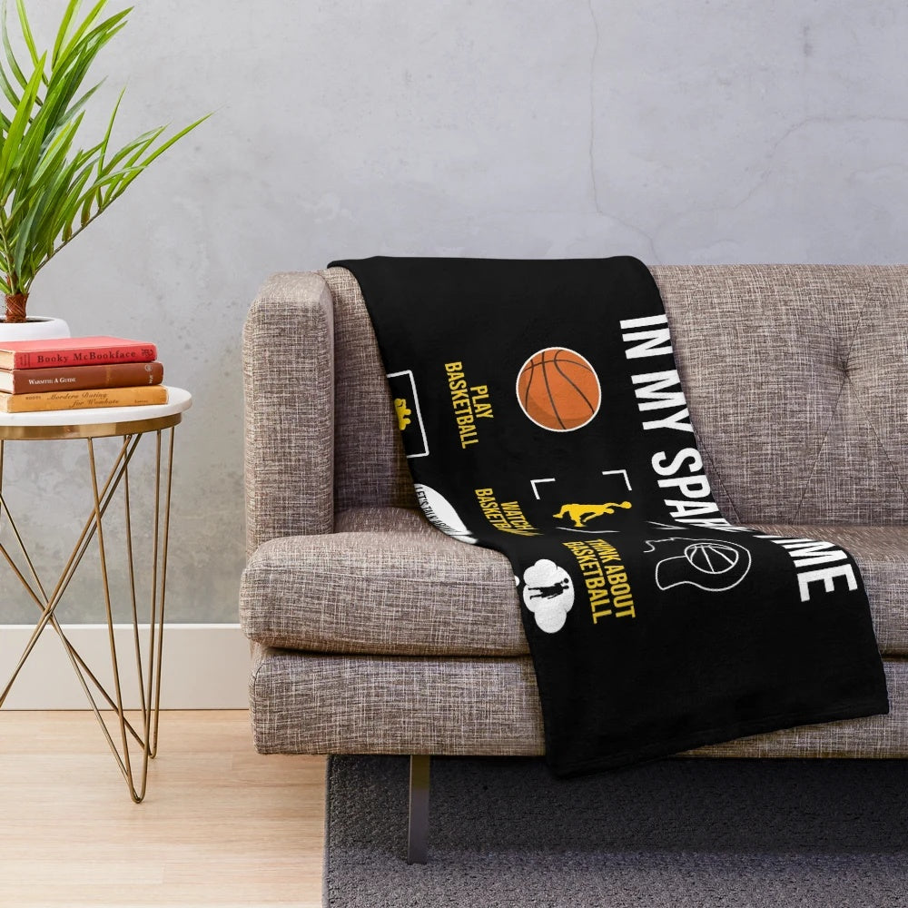 Basketball plush blanket with sports hobbies design