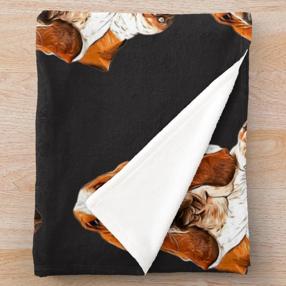 Basset Hound Plush Blanket featuring a cute dog illustration