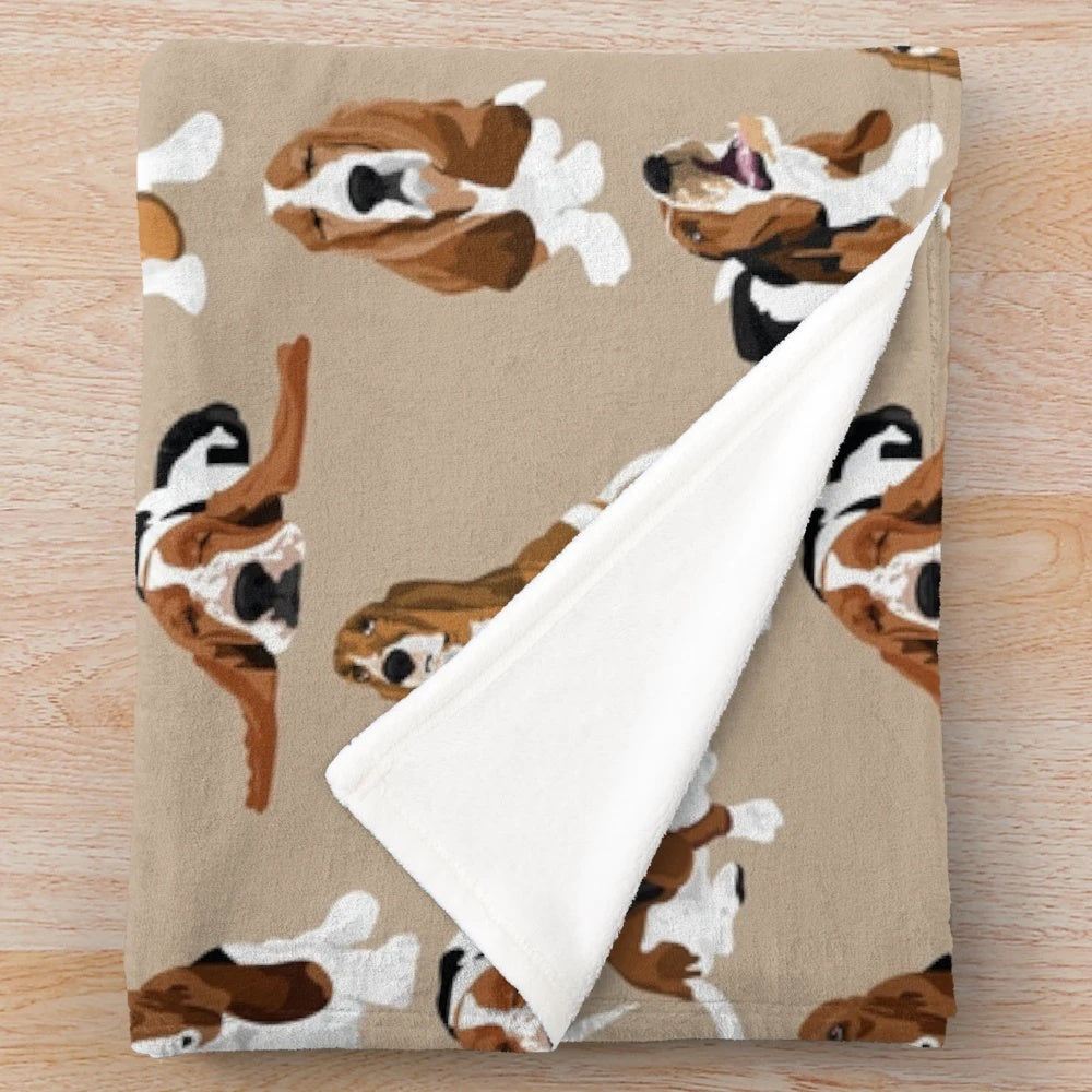 Soft and cuddly basset hound plush blanket