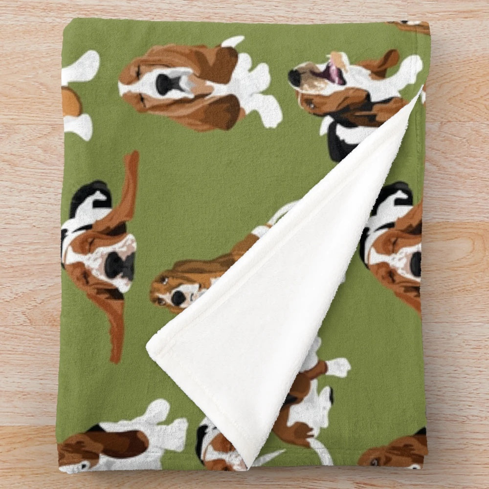 Soft and cuddly basset hound plush blanket