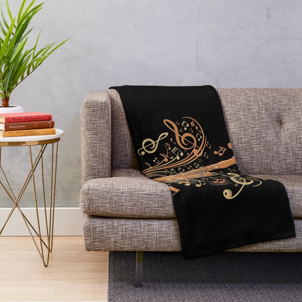 Plush blanket featuring a bassoon design, perfect for bassoon musicians and music lovers