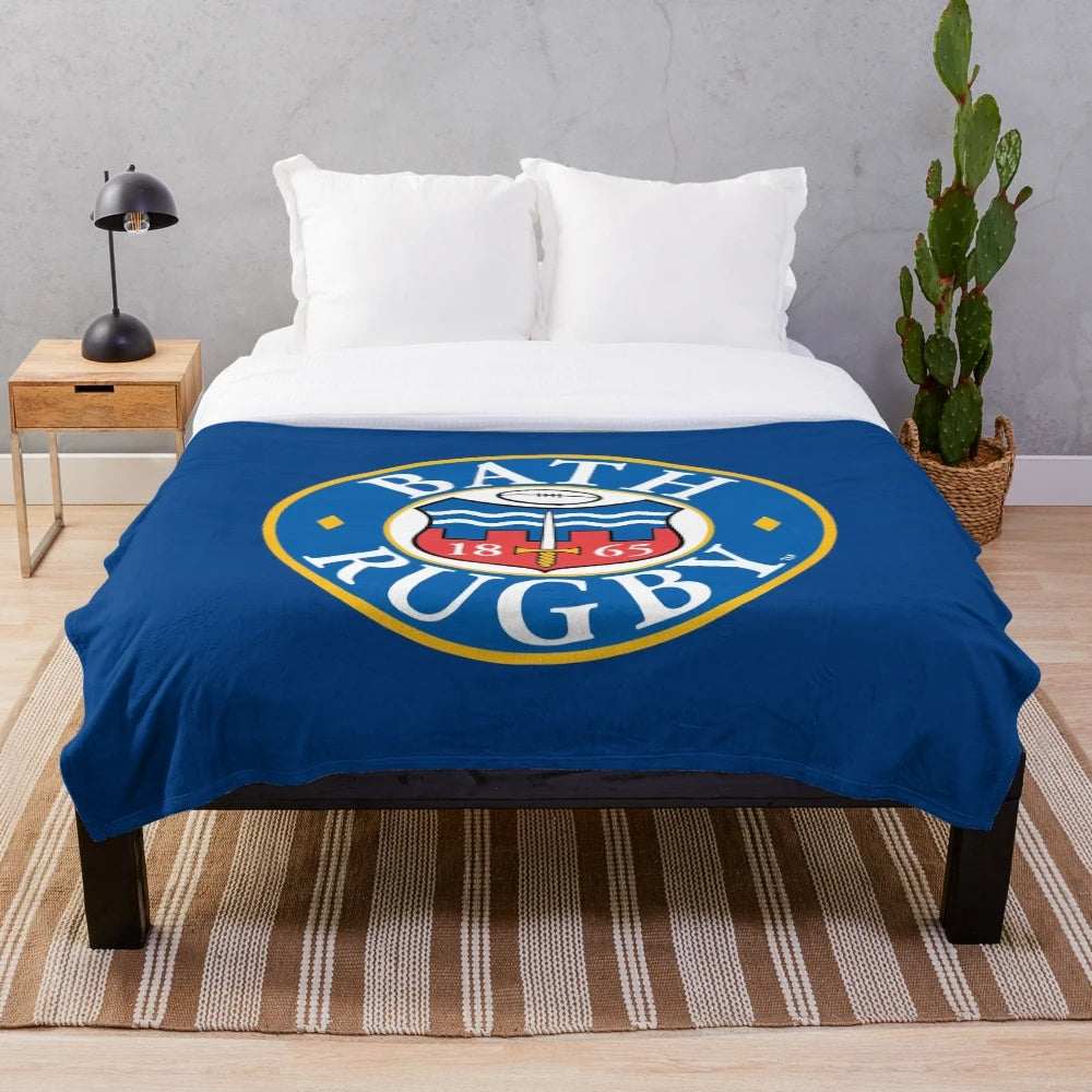 Bath rugby-inspired plush blanket with team logo