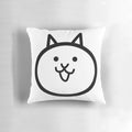 Plush battle cat pillow with black outline design