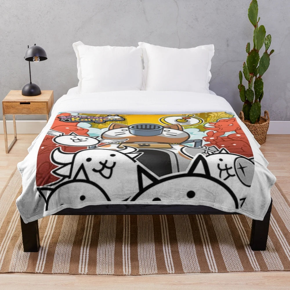Battle Cats Plush Blanket - Soft and Cuddly Cat-Themed Plush Throw Blanket