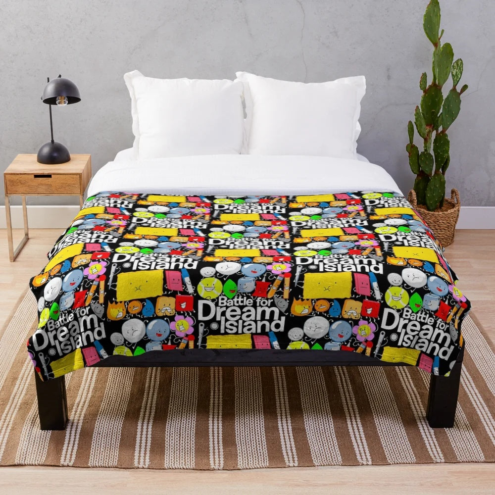 Battle for Dream Island inspired plush blanket with characters from the show