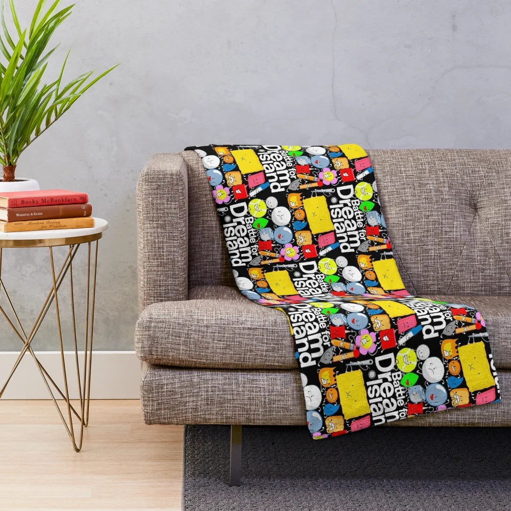 Battle for Dream Island inspired plush blanket with characters from the show