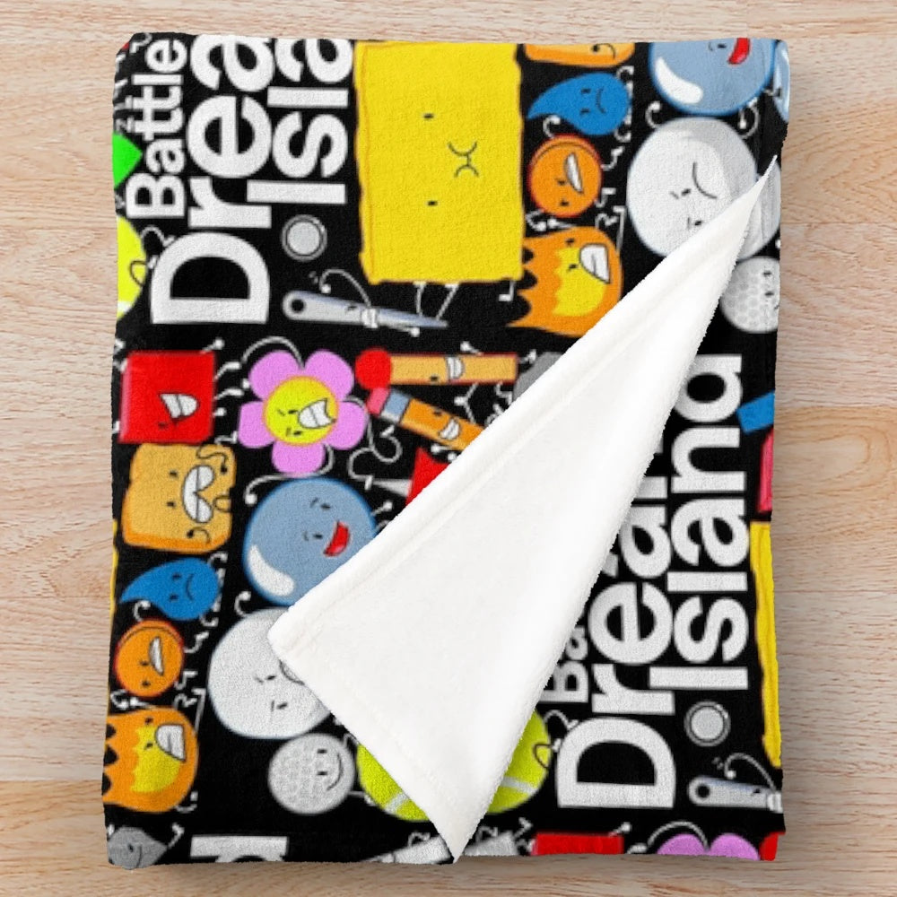 Battle for Dream Island inspired plush blanket with characters from the show