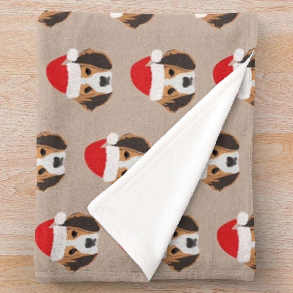 Beagle Christmas Plush Blanket with dog graphic