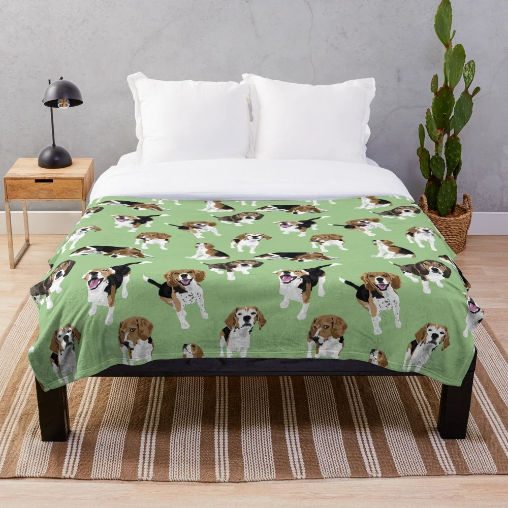 Soft and cuddly beagle plush blanket for dogs