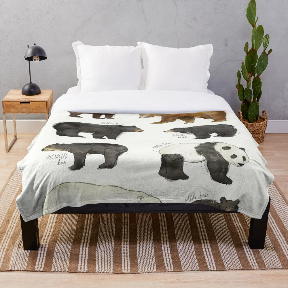Plush bear blanket with nature-inspired design