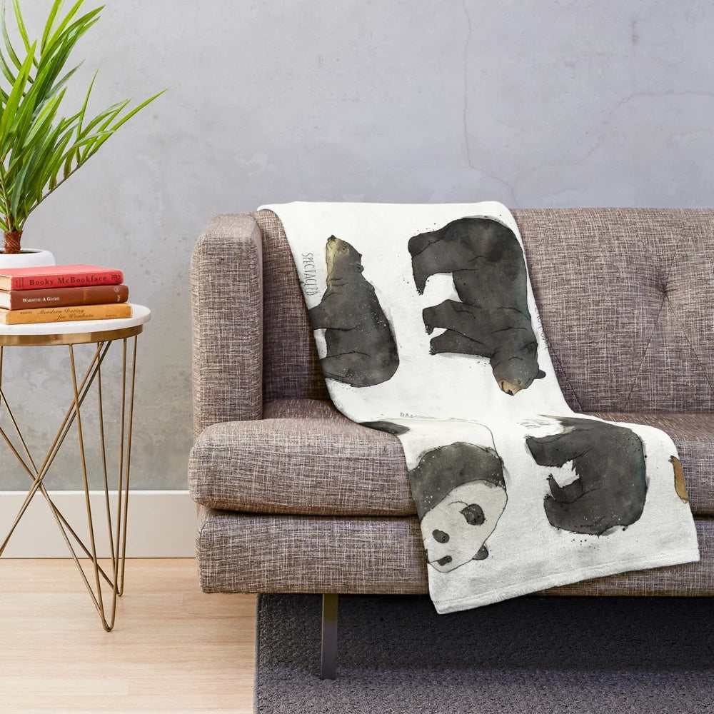 Plush bear blanket with nature-inspired design