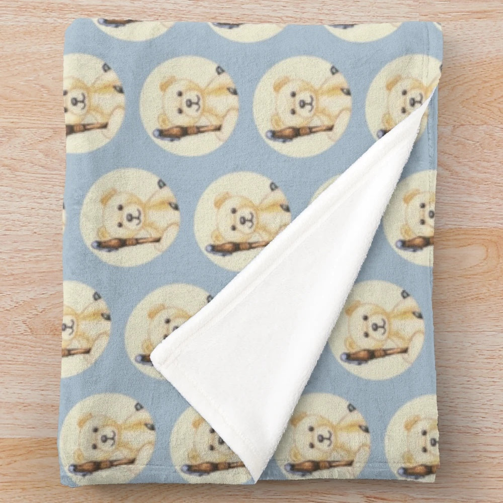 Beige bear-shaped plush blanket for kids