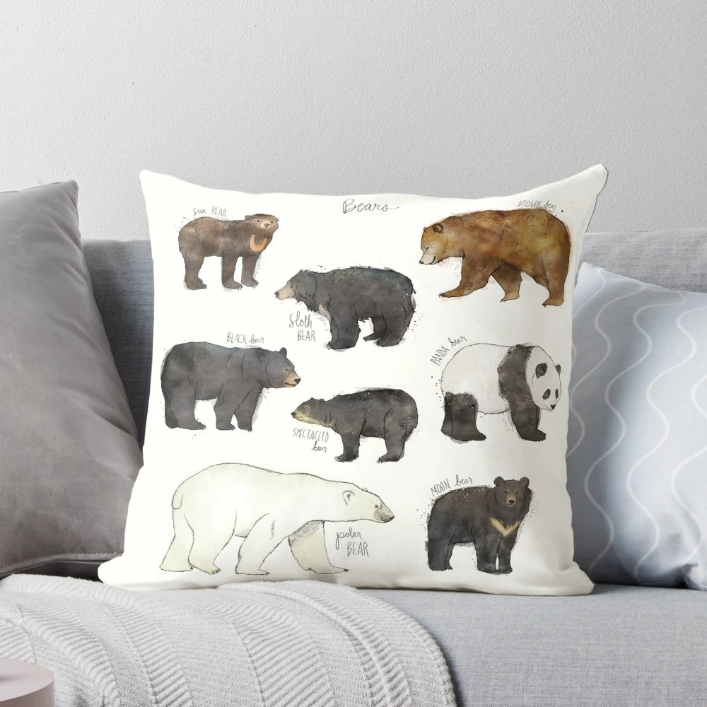 A plush, bear-themed pillow perfect for adding a touch of nature to any room.