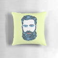 A soft, plush pillow featuring a graphic design of a beard, perfect for LGBTQ+ men.