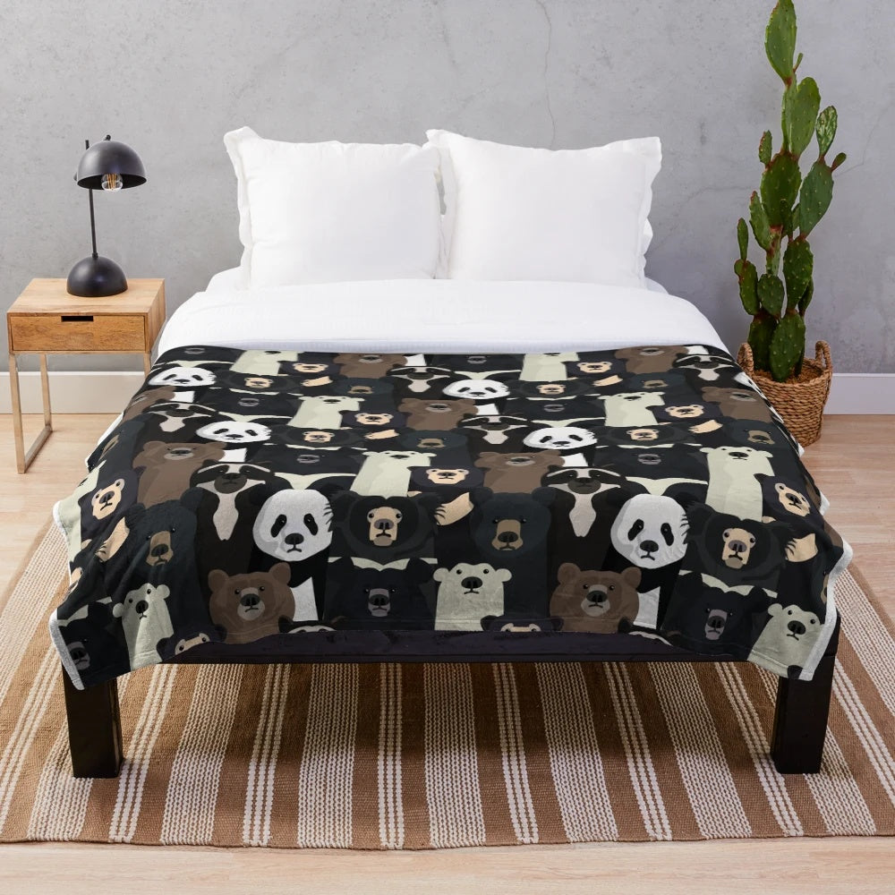 Bears of the world pattern on a plush blanket