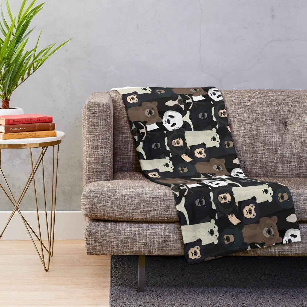 Bears of the world pattern on a plush blanket