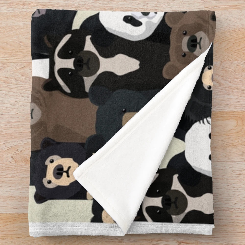 Bears of the world pattern on a plush blanket